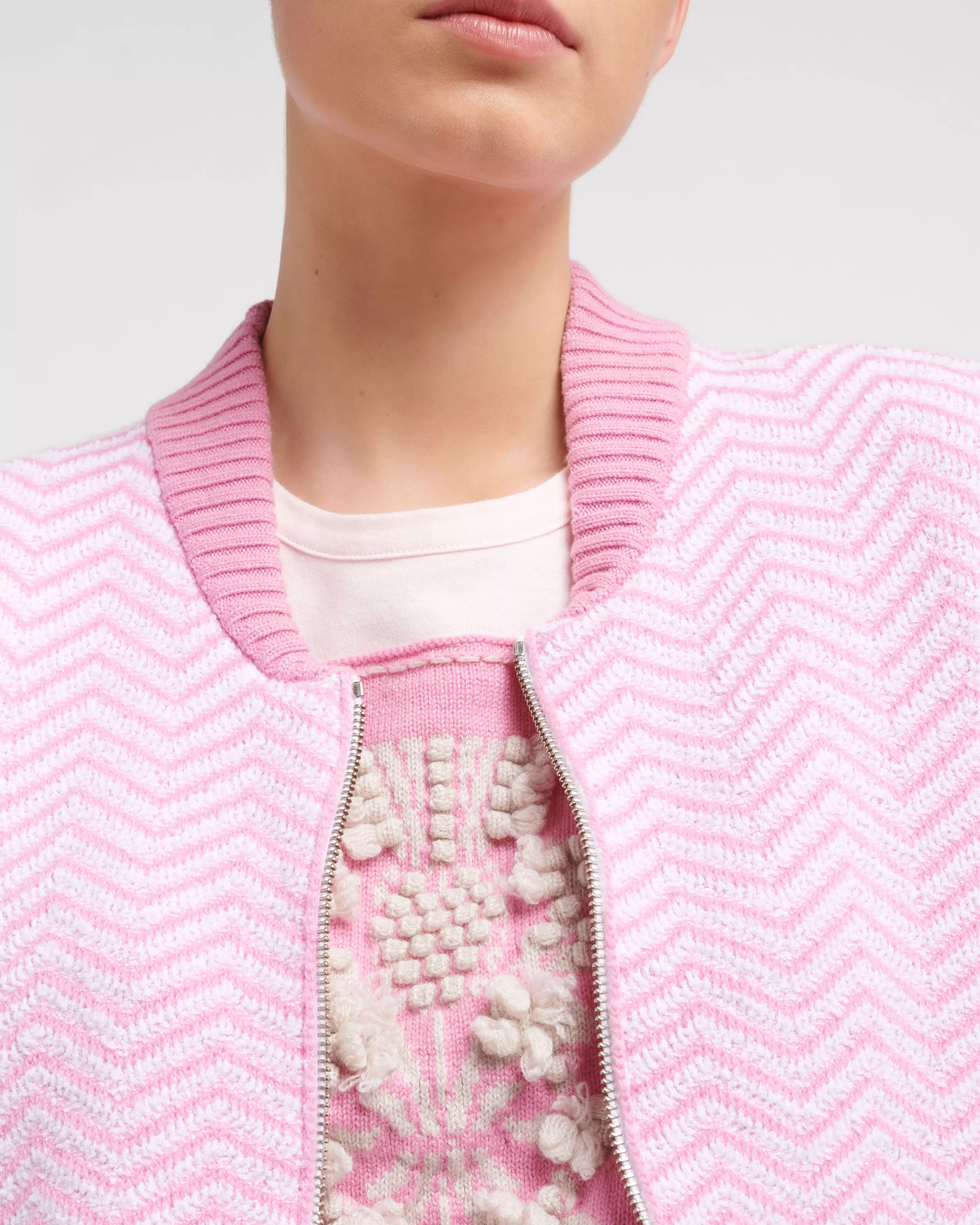Barrie Bomber Jacket With A Chevron Motif In Cashmere And Cotton Best