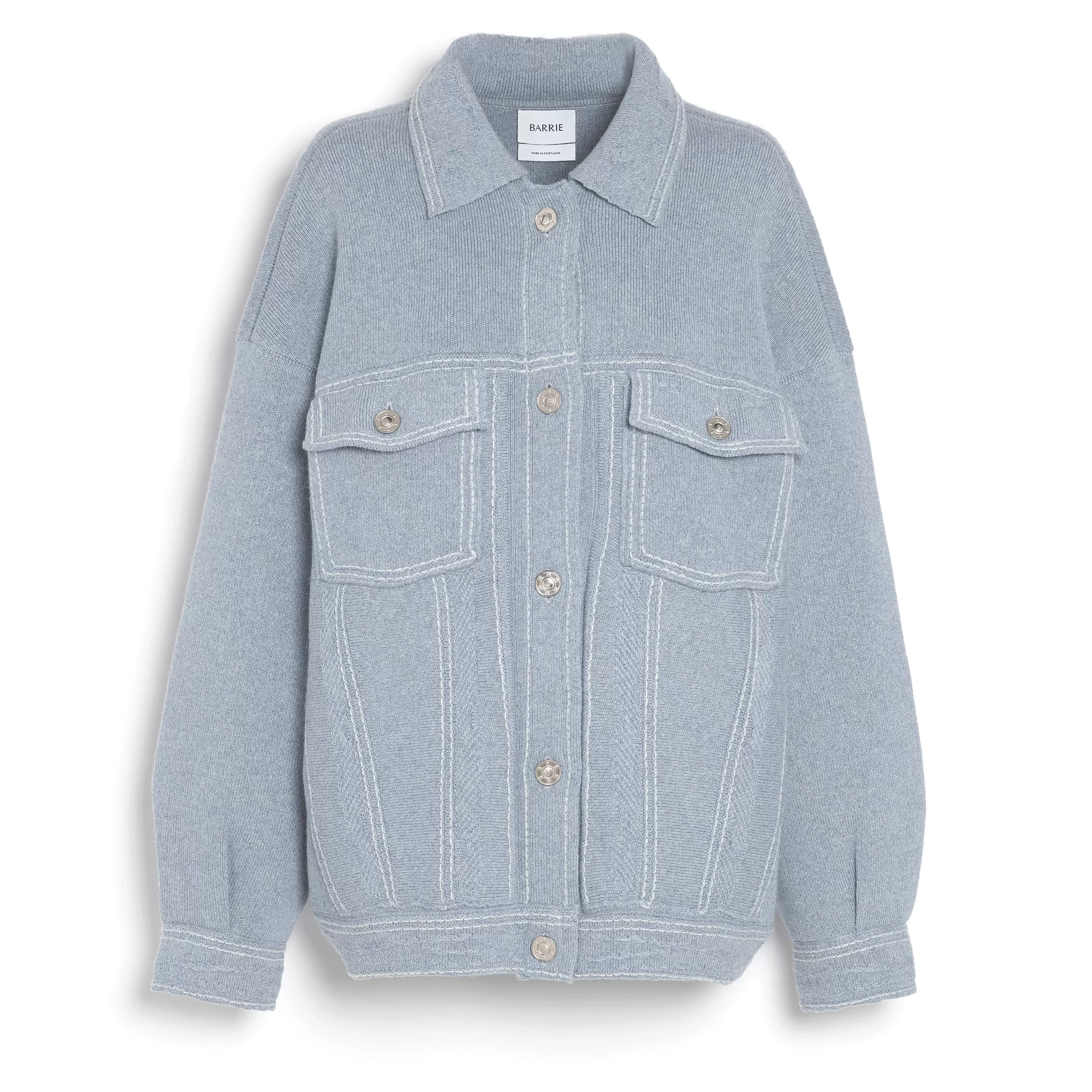 Barrie Denim Oversized Cashmere And Cotton Jacket New