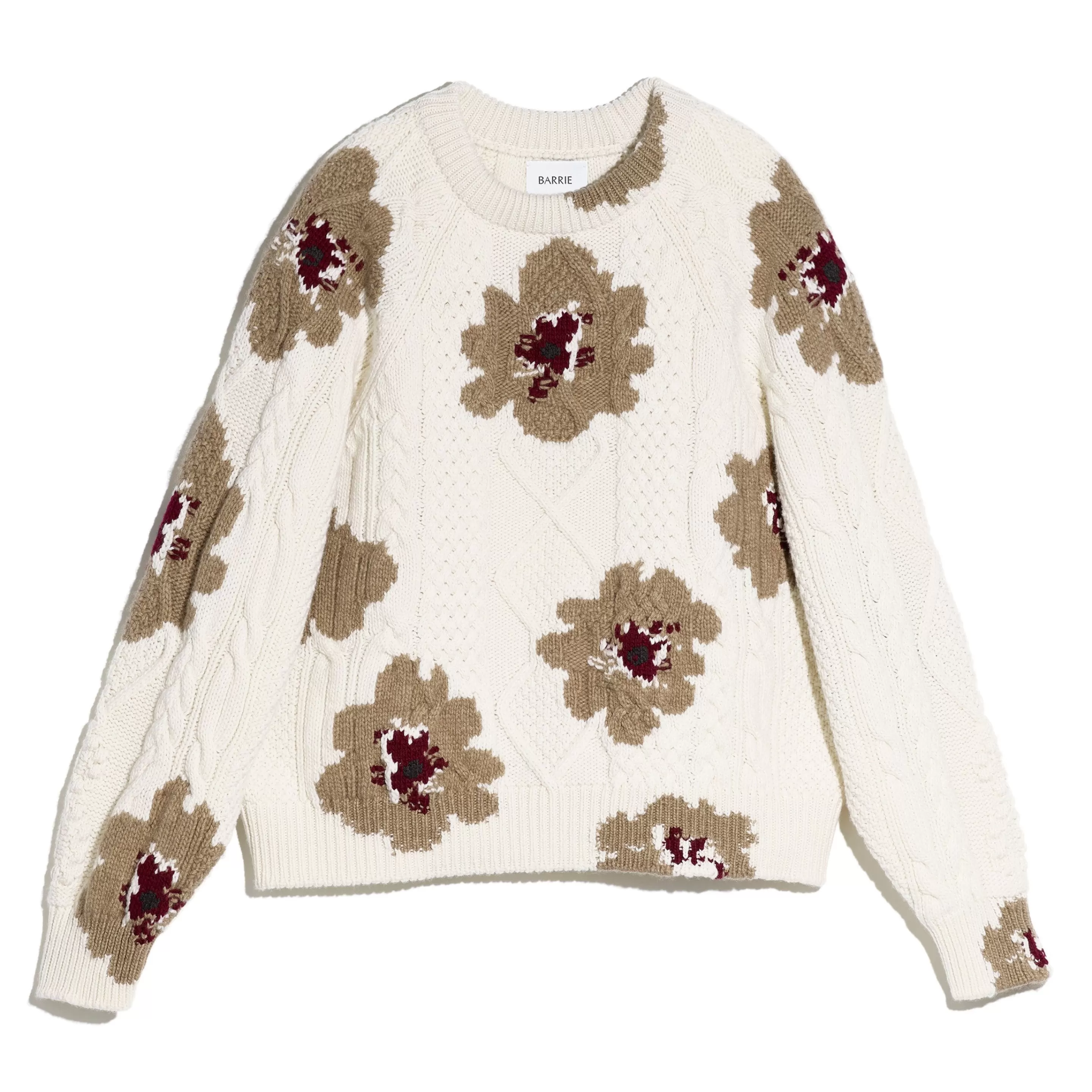 Barrie Round-Neck Jumper With Floral Pattern In Cashmere Cheap