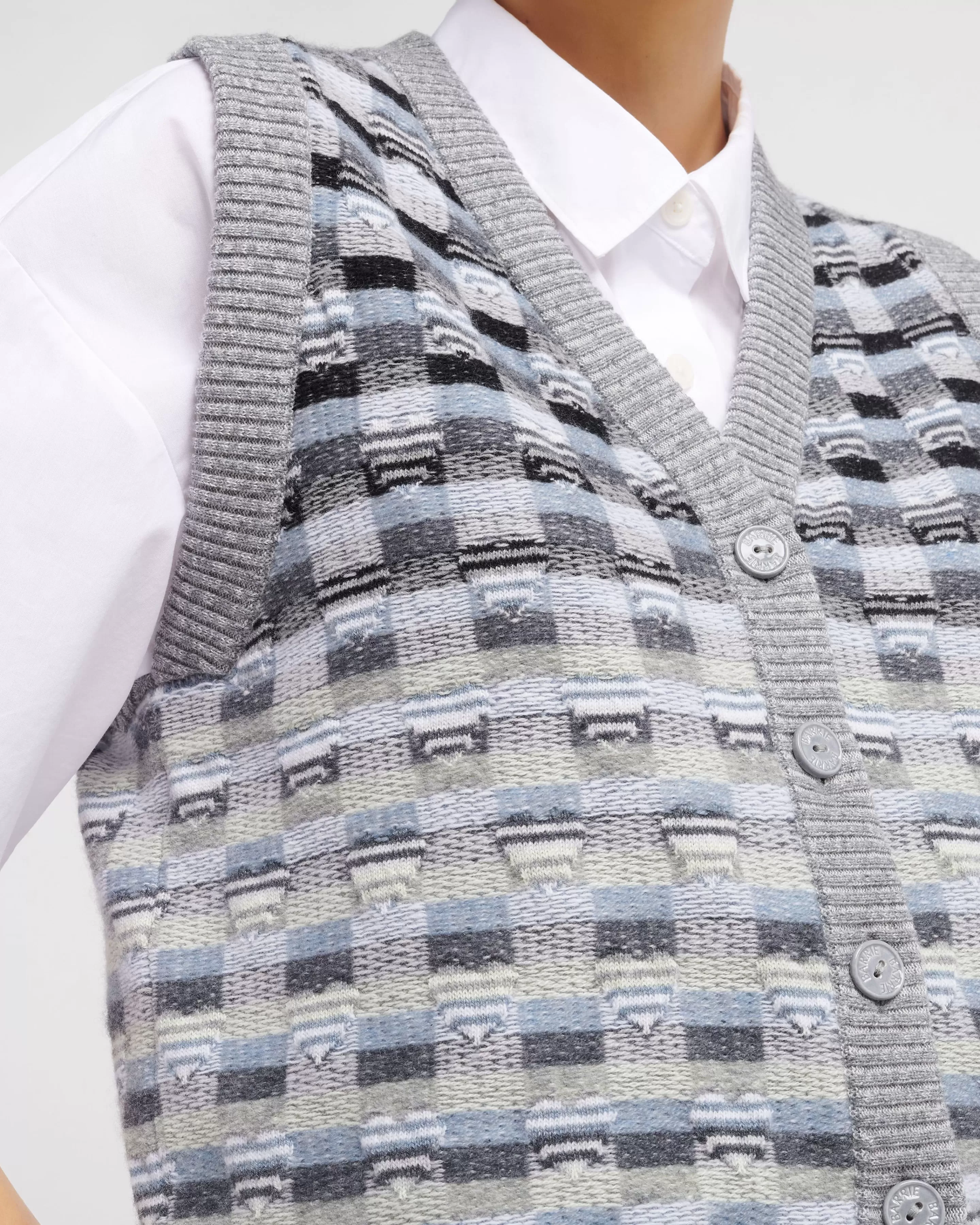 Barrie Sleeveless Top In Cashmere And Wool With A Graphic Motif Cheap