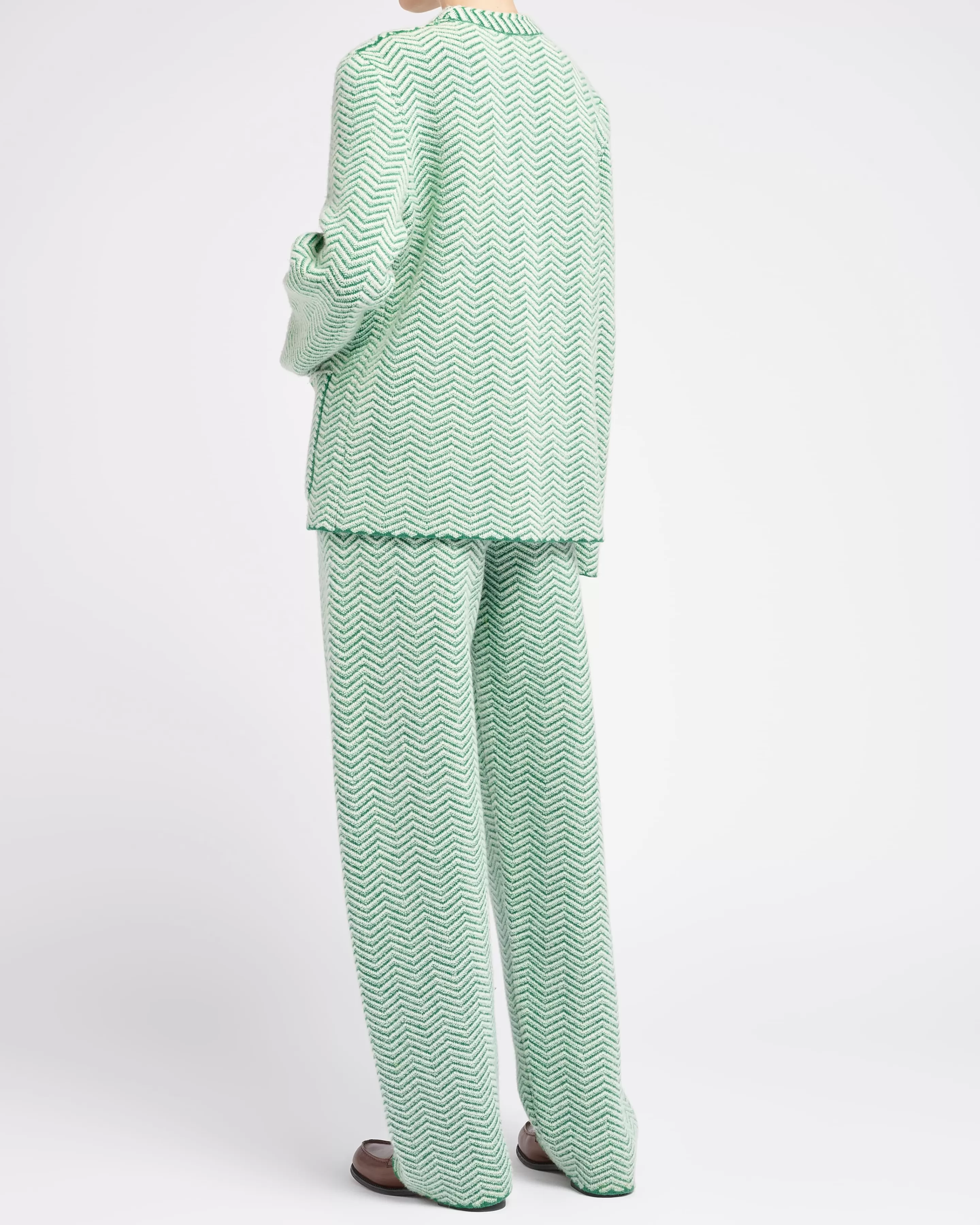 Barrie Trousers In Cashmere, Wool And Silk With A Chevron Motif Cheap